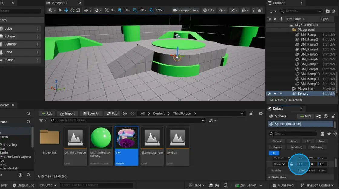 Scale part of transform, set to 1, 1, 1