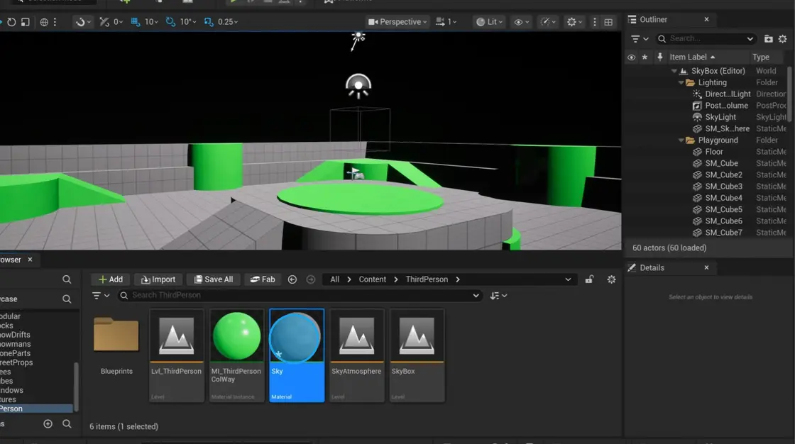 Newly created Sky material