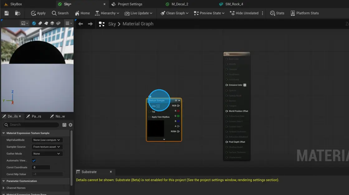 Texture Sample node in Unreal material editor